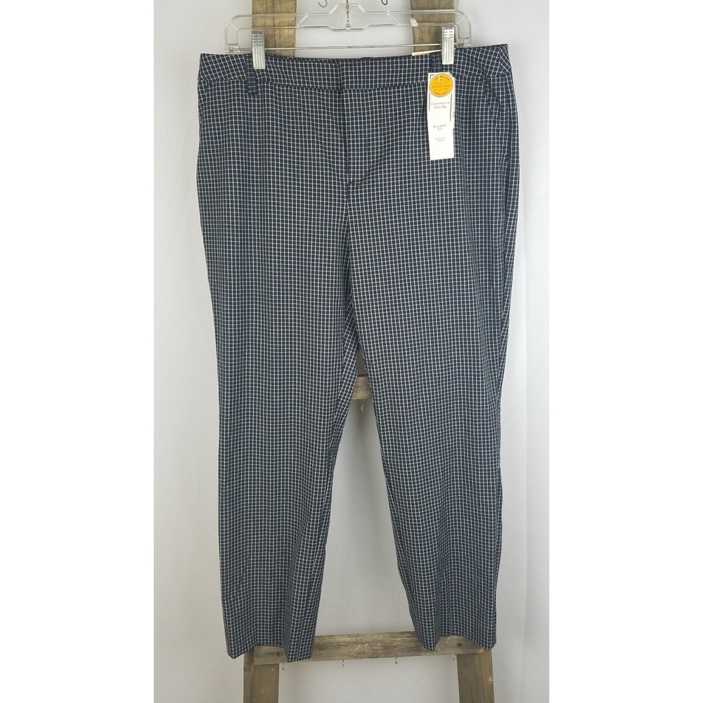 Charter Club women 12 black checkers classic fit slim leg dress pants career